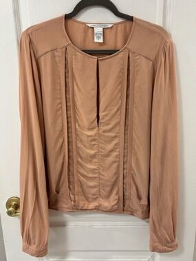 Diane Von Furstenberg Blush Beige Neutral Blouse size 10 FLAW